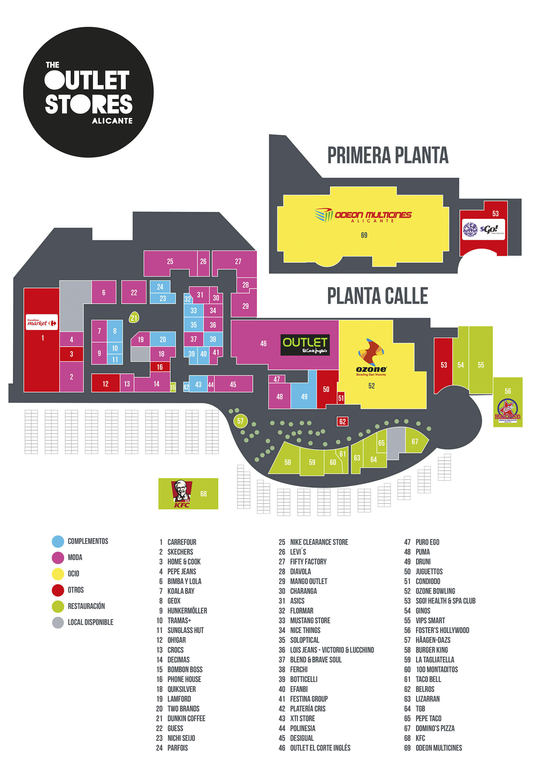 Directorio - Centro Comercial The Outlet Stores Alicante